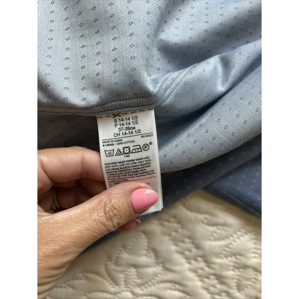 Banana Republic Camden Fit No-Iron Slim Fit Tailored Blue Dot Shirt Men's S NWT